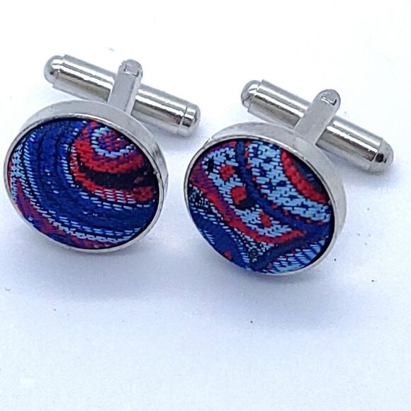 Bow Tie Pocket Square Cufflink 3pc Set Red Paisley Wedding Formal Prom Tux - Picture 7 of 11